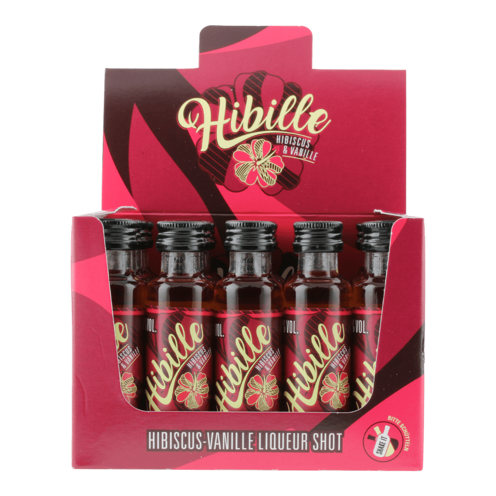 Hibille Hibiskus-Vanille Likör - 25 x 2cl Shots - Dr. Ginger